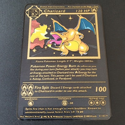 Pokemon Spiel Anime Kampf Karte Gold Metall