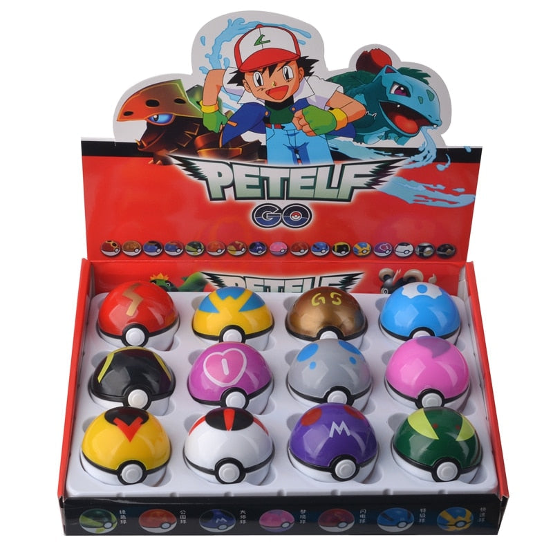 12-piece set Pikachu Action Figure Pokemon Game Poke Ball
