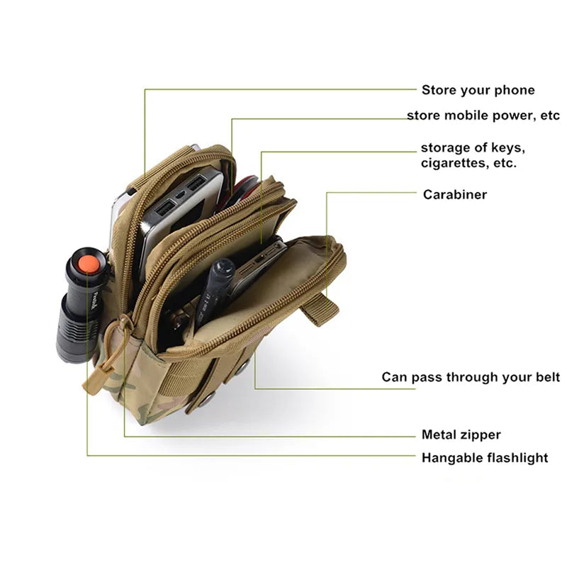 Outdoor military tactical bag waterproof camping belt bag sports for travel hiking