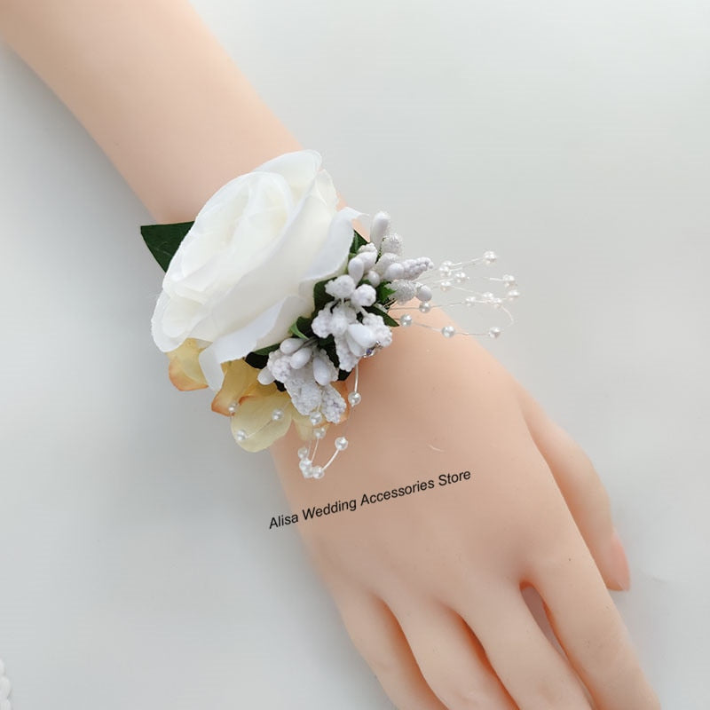 Wedding accessories: bridal bouquet, bridesmaid, artificial roses