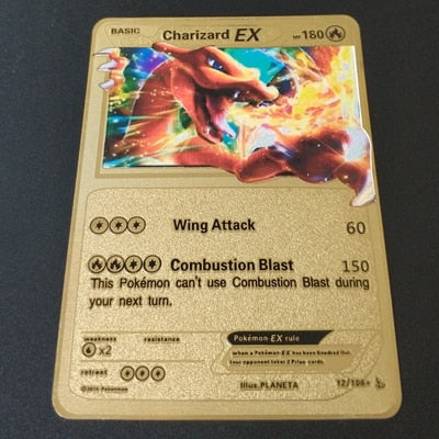 Pokemon Spiel Anime Kampf Karte Gold Metall