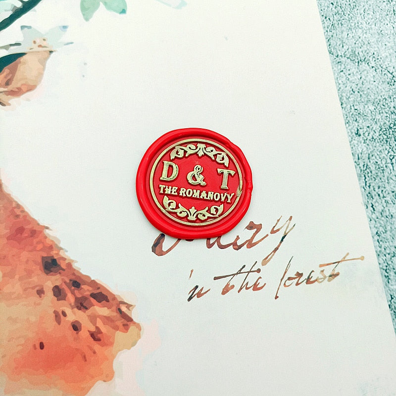 DIY personalized stamp with wax seal for wedding