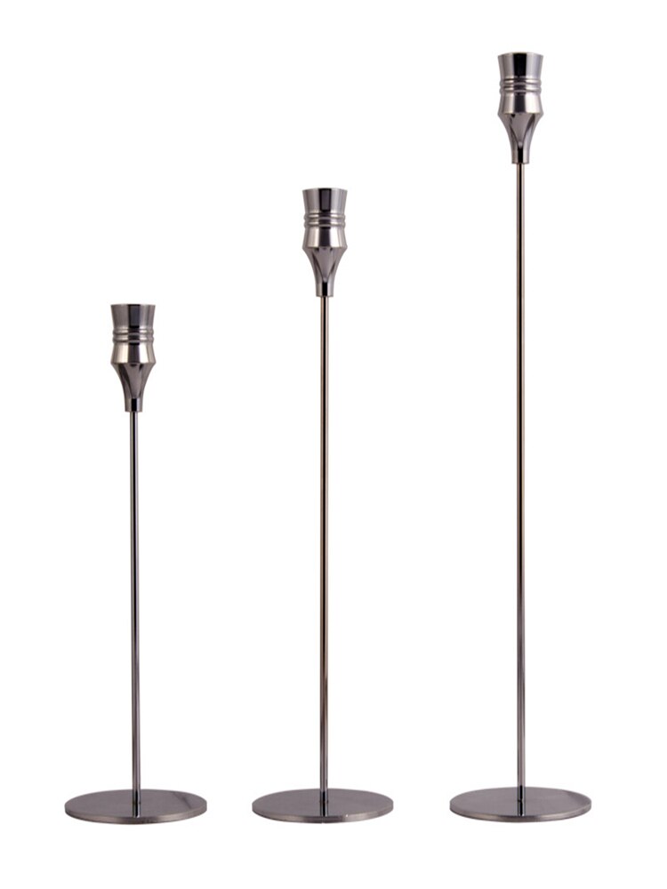 3-piece set of metal candle holders, golden wedding, party decoration