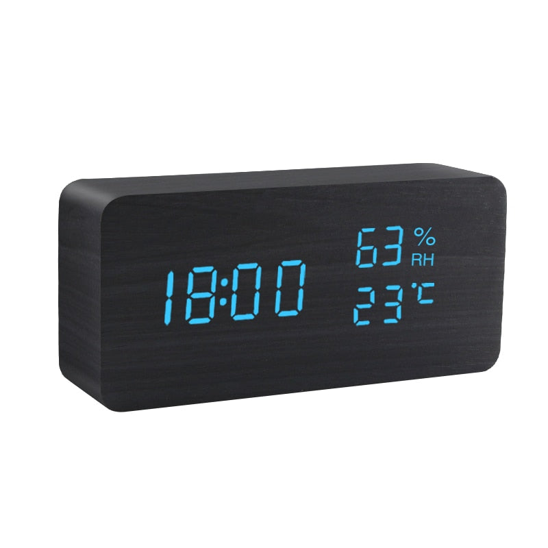 LED wooden clock with voice control, USB-AAA powered