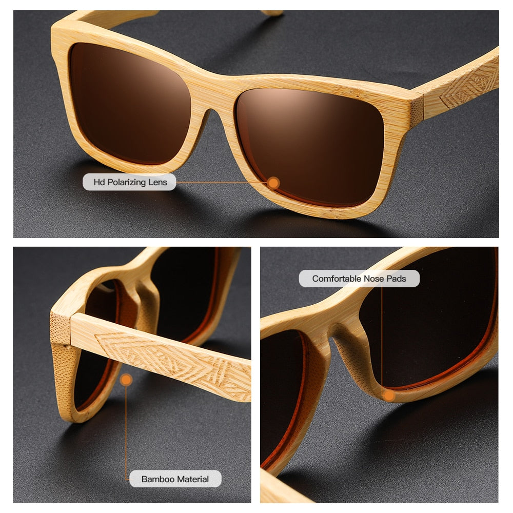 Handmade wooden bamboo sunglasses