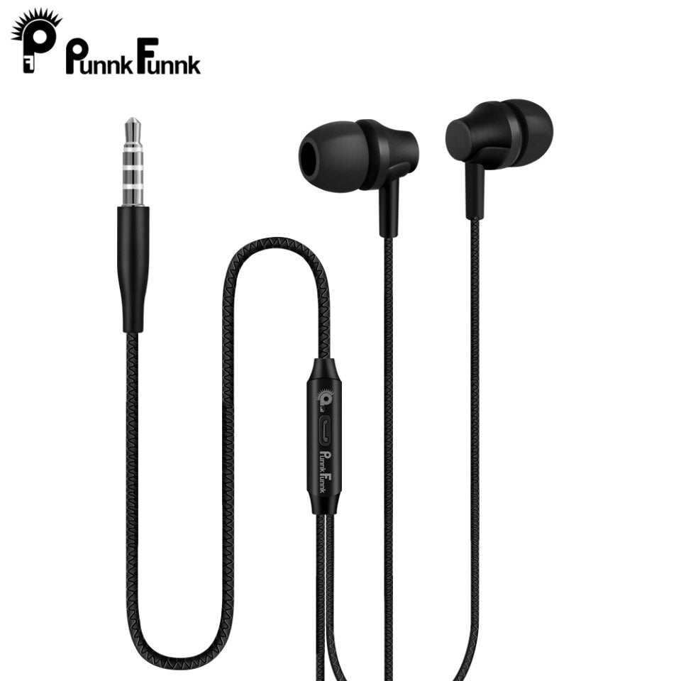PunnkFunnk Metall-Kopfhörer 1.2M Bass Stereo Sport In-Ear W-Mic Lautstärkeregler für Samsung Iphone 5 6 7 8 11