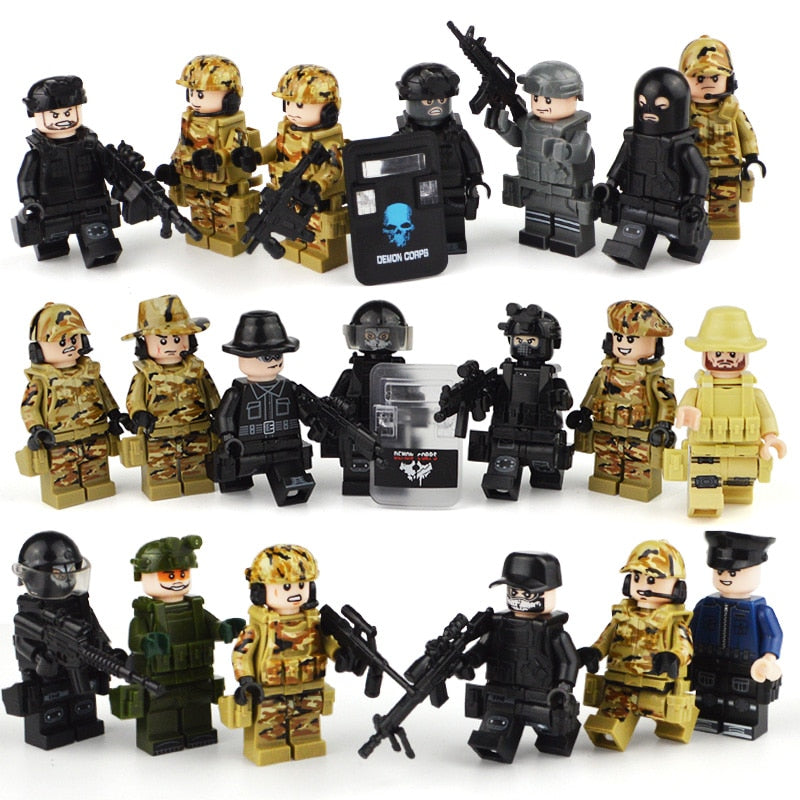 22-teiliges Set für Soldaten Mini Figuren SWAT Team Polizei