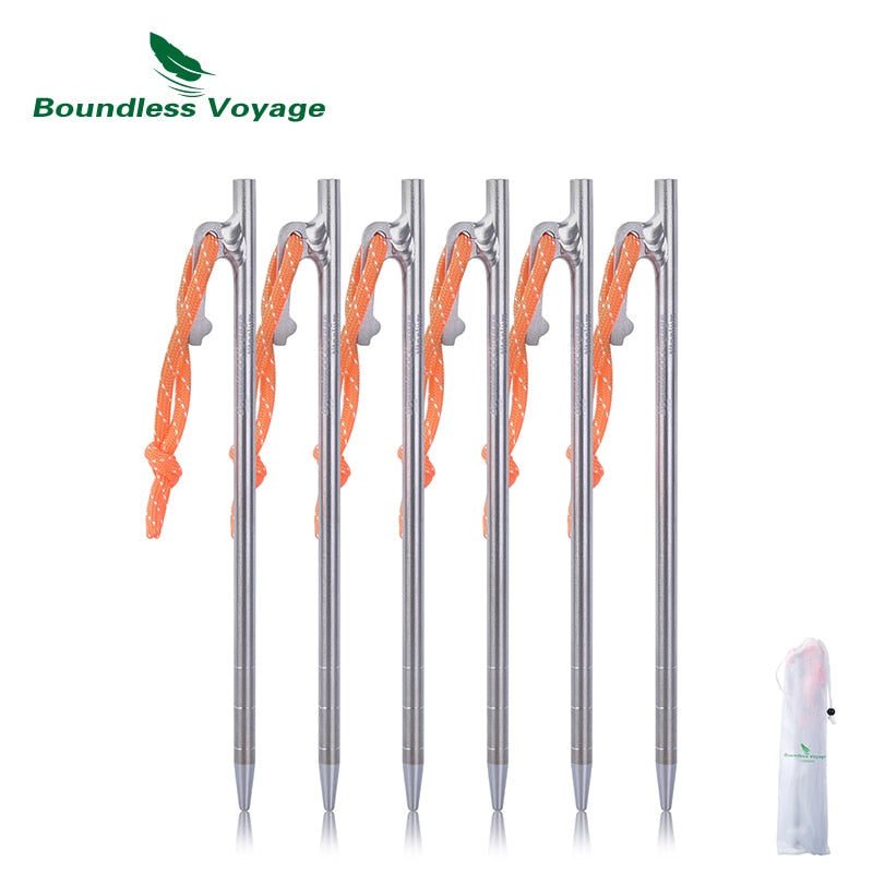 Boundless Voyage Titanium Alloy Tent Pegs Heavy Duty Nails Camping Pins 20cm 24cm 30cm 35cm 40cm