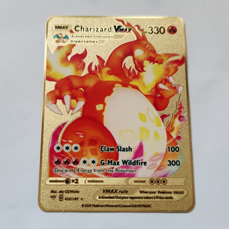 Pokemon Spiel Anime Kampf Karte Gold Metall