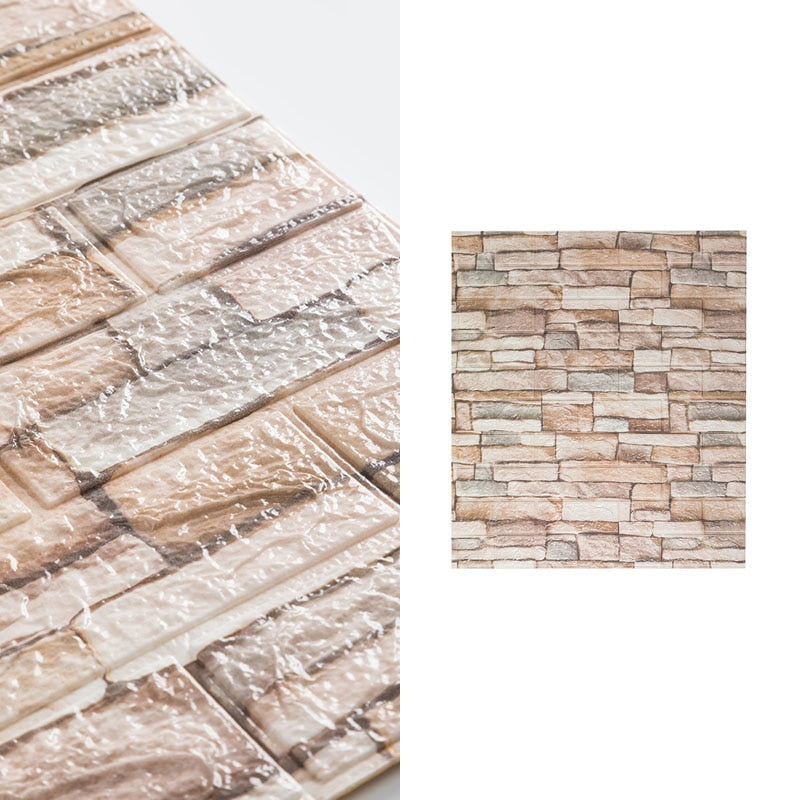 10pcs-Bag 3D Brick Pattern Wallpaper for Living Room Bedroom TV Wall 77x70cm Waterproof