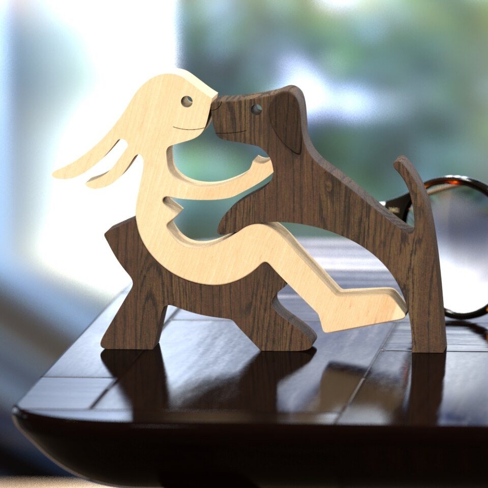 Wooden Dog Figure for Desk - Creative Pet Decoration