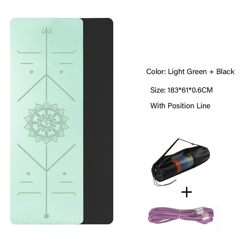TPE Yoga Double Layer Mat with Position Line for Fitness and Pilates