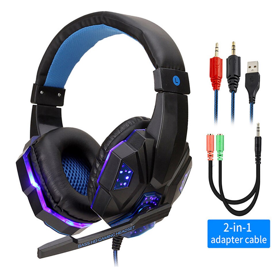 Professionelle LED-Gamer-Kopfhörer mit Mikrofon für PS4 PS5 Xbox One Computer