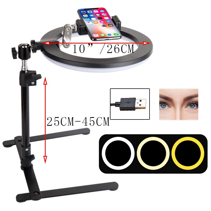 Video YT Fill Ring Light Lamp Tripod Stand Photo LED Selfie BT