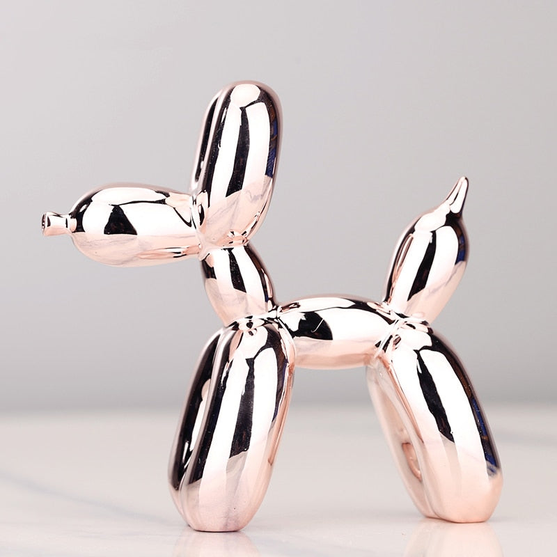 Nordic resin dog craftsmanship, electroplating balloon dog sculpture, home decoration for modern living room