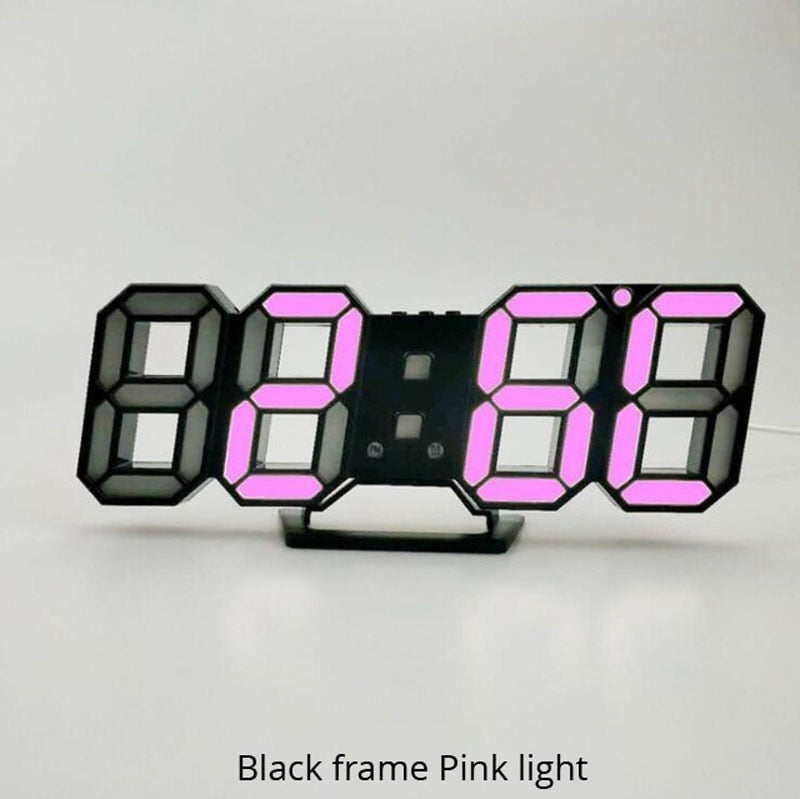 3D LED Wall Clock, Modern Design, Digital Table Clock, Alarm Clock, Night Light, Clock for Home, Living Room Decoration