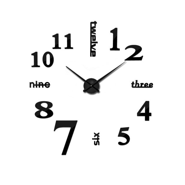 Horloge murale miroir à quartz 3D DIY grand design