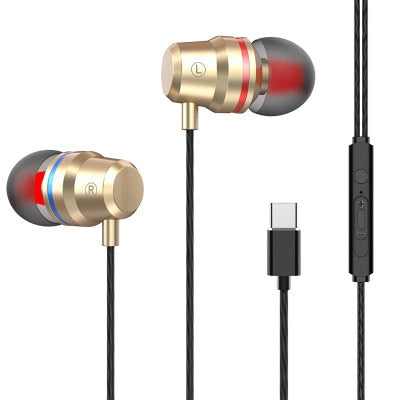 TYP C USB Kopfhörer mit Super Bass und MIC für Xiaomi Huawei Samsung