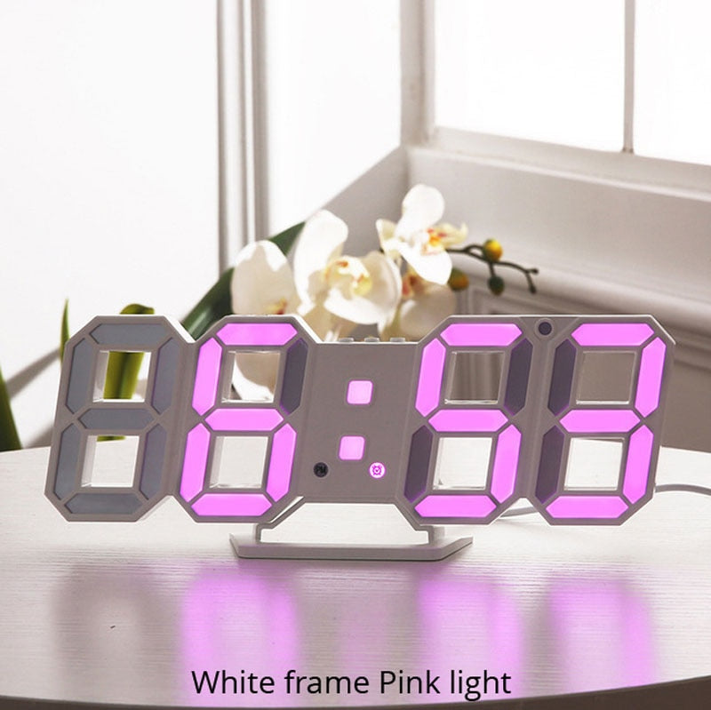 3D LED Wall Clock, Modern Design, Digital Table Clock, Alarm Clock, Night Light, Clock for Home, Living Room Decoration