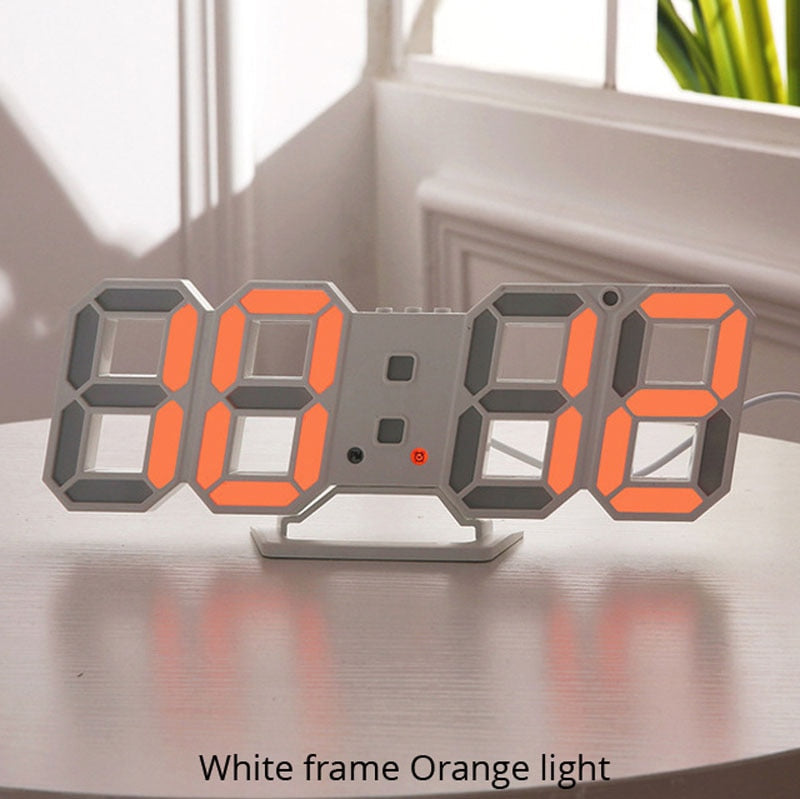 3D LED Wall Clock, Modern Design, Digital Table Clock, Alarm Clock, Night Light, Clock for Home, Living Room Decoration
