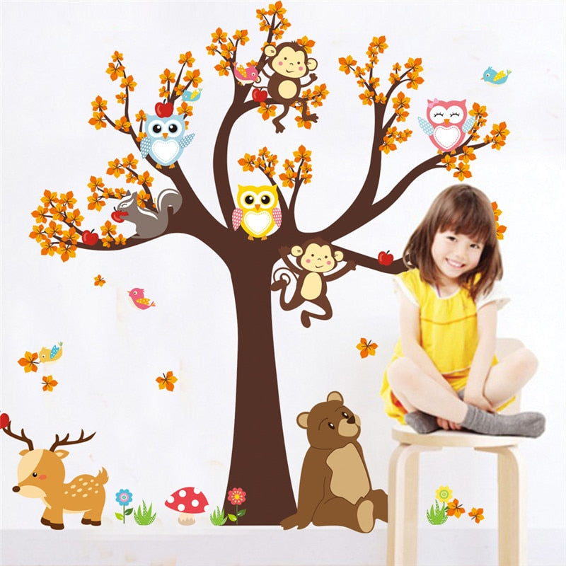 Forest Animal Cartoon Wall Stickers for Kids Room