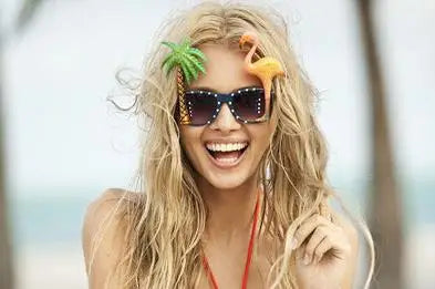 Hawaiianische Flamingo Papagei Brille Sonnenbrille Neon Tropisch BeachBBQ Fancy