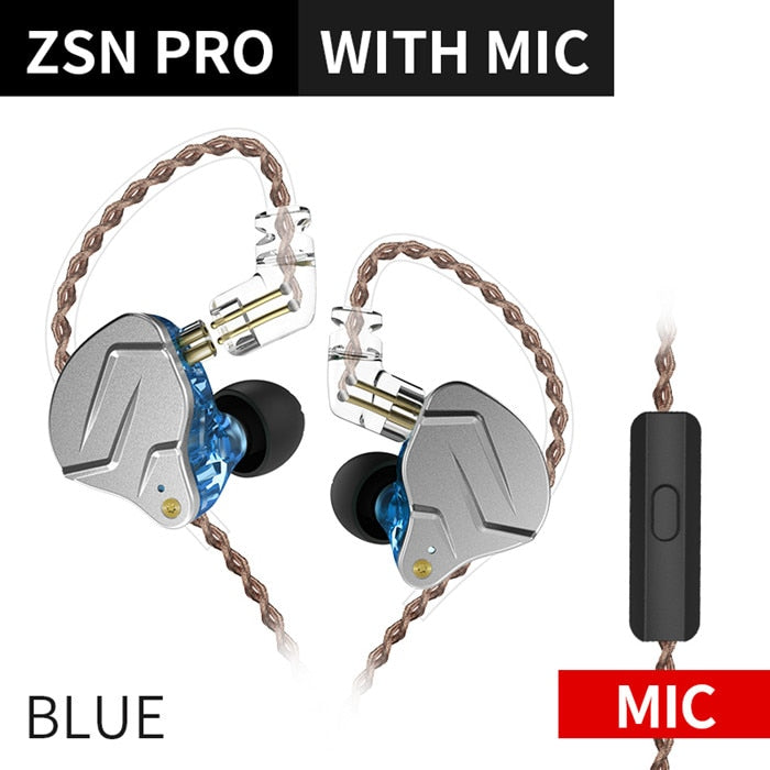 KZ ZSN Pro In-Ear Kopfhörer Hybrid 1BA+1DD HIFI Bass Metall Ohrhörer