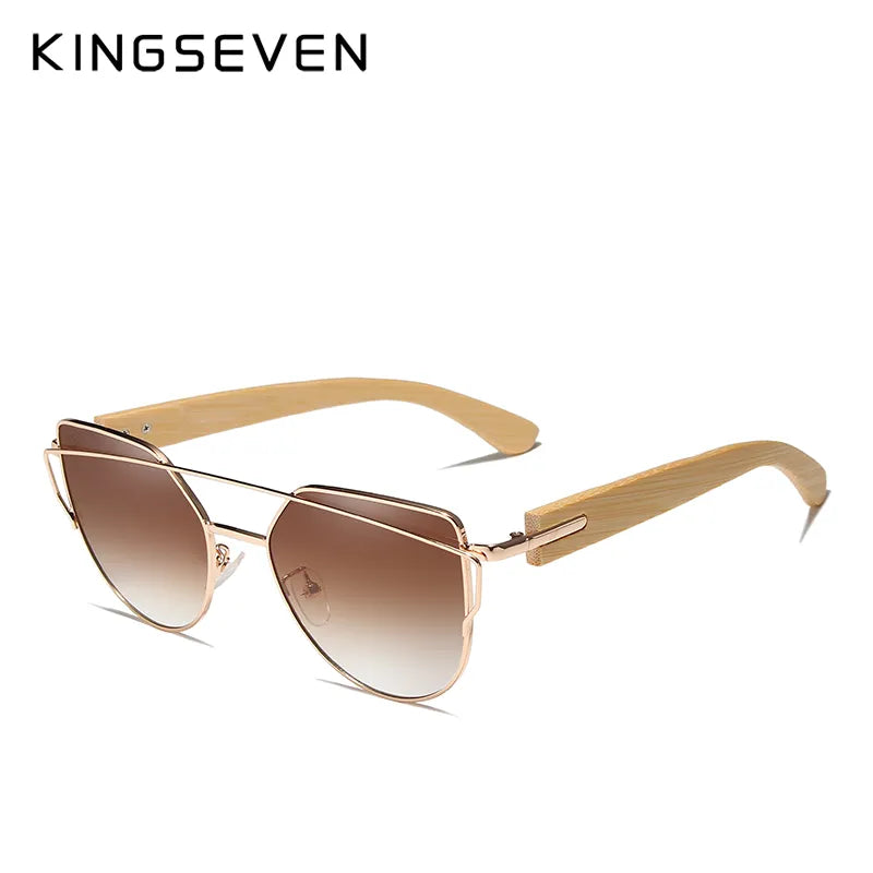 KINGSEVEN Women's Bamboo Wooden Sunglasses