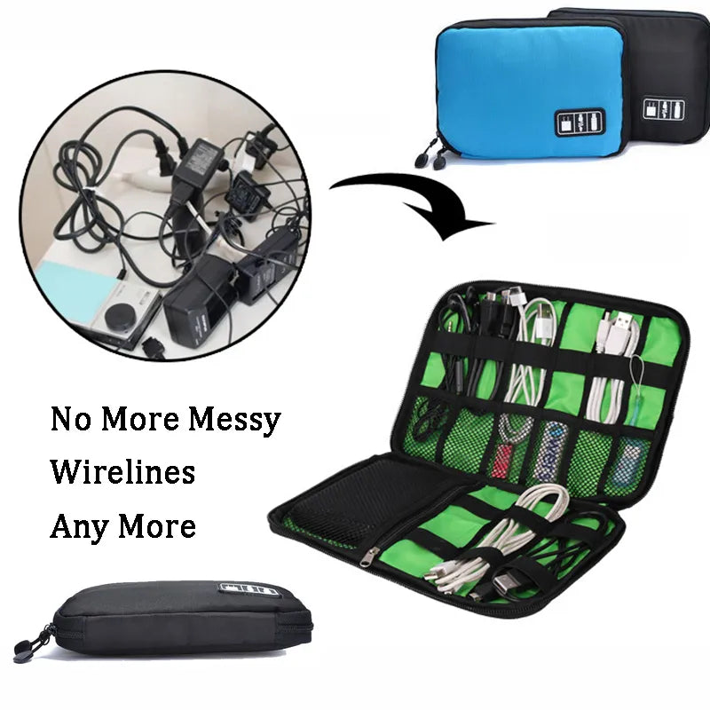 Outdoor Travel Kit Waterproof Nylon Cable Holder Bag Electronic Accessories Camping Organizer Bag