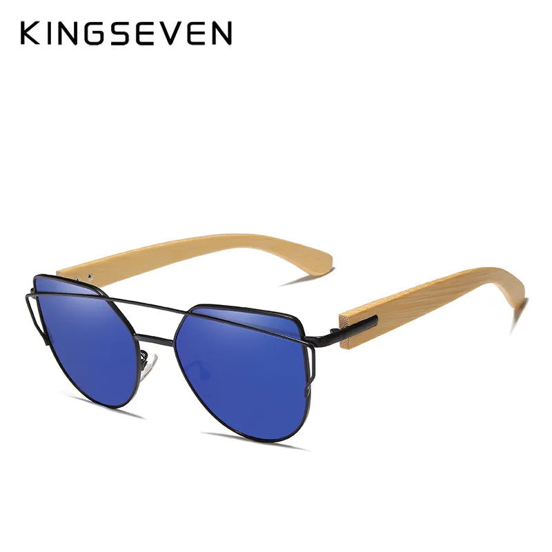 KINGSEVEN Women's Bamboo Wooden Sunglasses