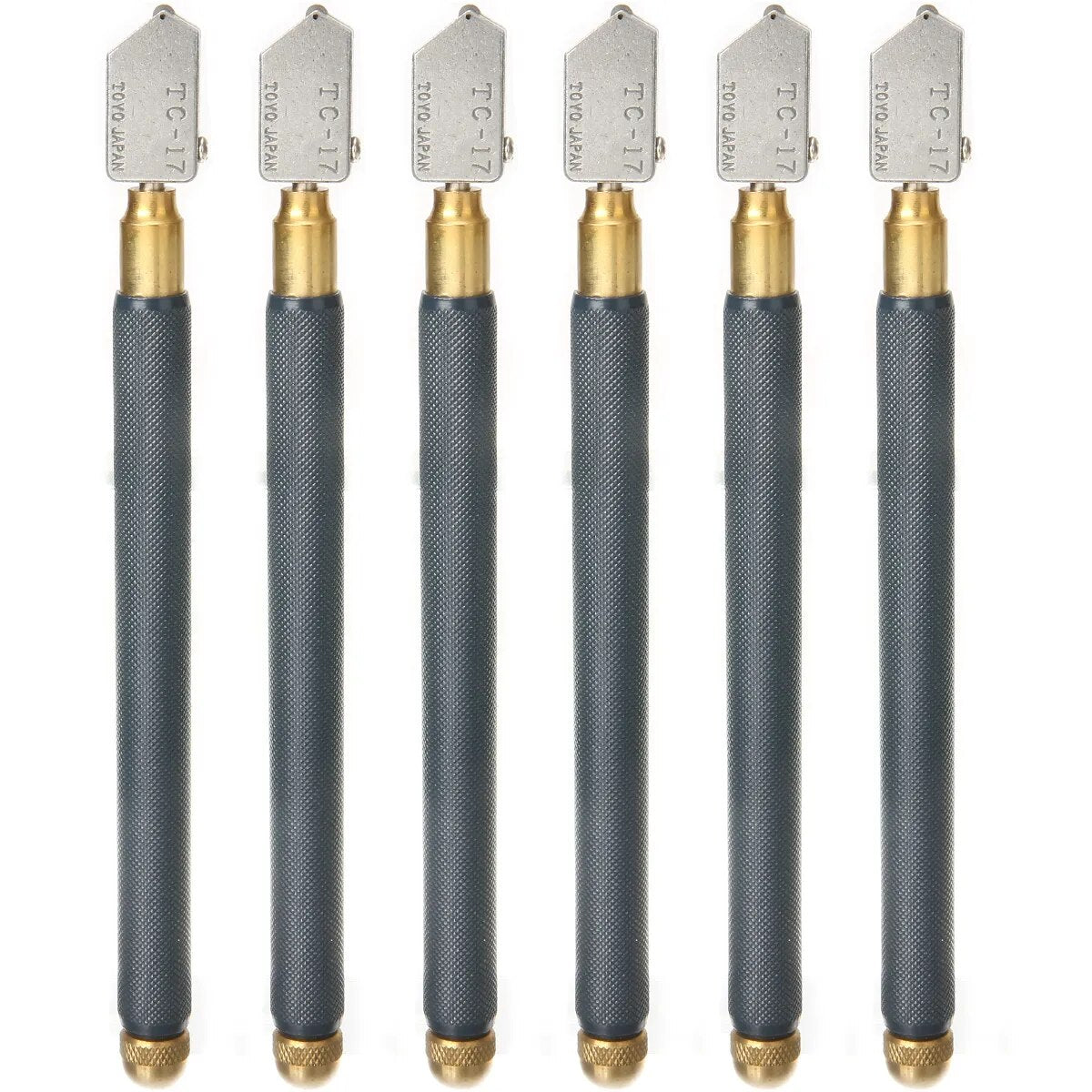 6pcs/set TC-17 Oil Glass Cutter Metal Handle Diamond Straight Head Glass Cutting Tool
