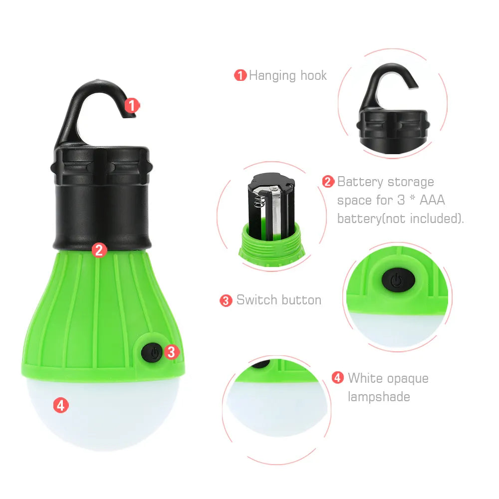 Mini tragbare Laterne Notlicht Glühbirne batteriebetrieben Camping Outdoor Strand Zelt Licht