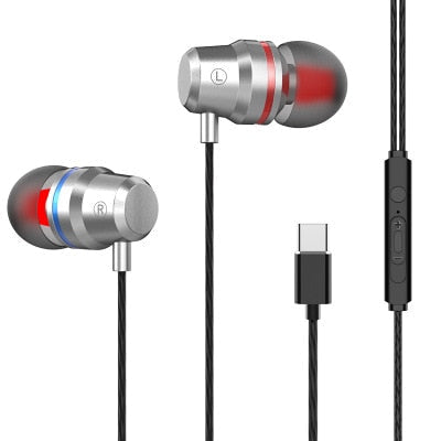 TYP C USB Kopfhörer mit Super Bass und MIC für Xiaomi Huawei Samsung