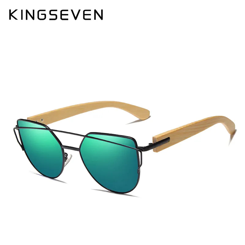 KINGSEVEN Women's Bamboo Wooden Sunglasses