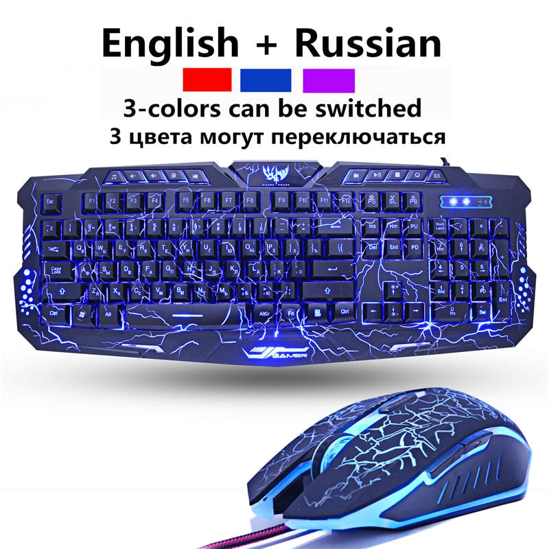 German Gaming Keyboard &amp; Mouse Combo, USB, illuminated, waterproof
