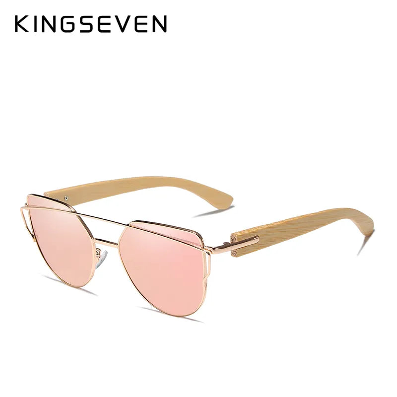 KINGSEVEN Women's Bamboo Wooden Sunglasses