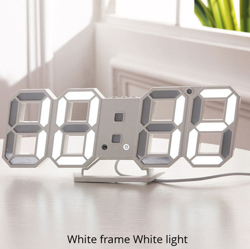 3D LED Wall Clock, Modern Design, Digital Table Clock, Alarm Clock, Night Light, Clock for Home, Living Room Decoration
