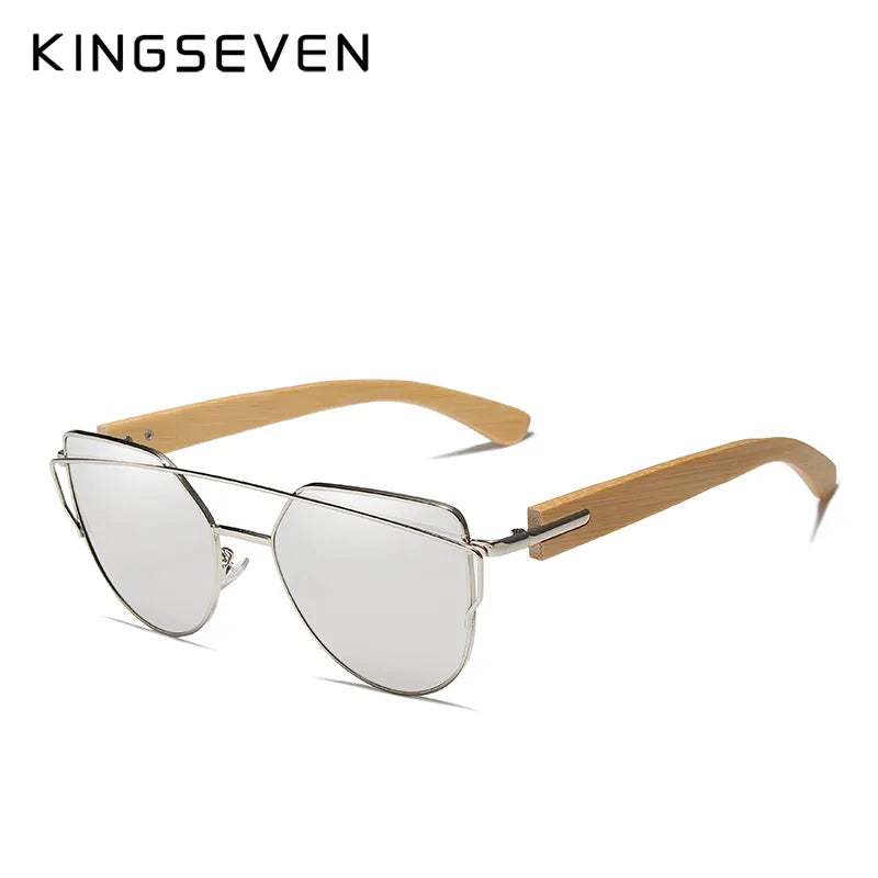 KINGSEVEN Women's Bamboo Wooden Sunglasses