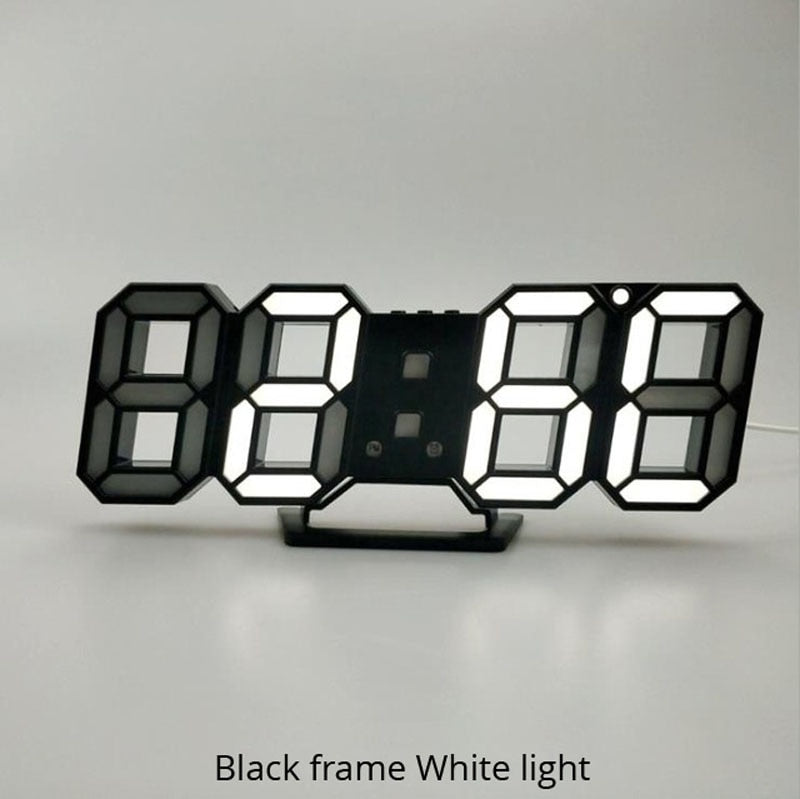 3D LED Wall Clock, Modern Design, Digital Table Clock, Alarm Clock, Night Light, Clock for Home, Living Room Decoration