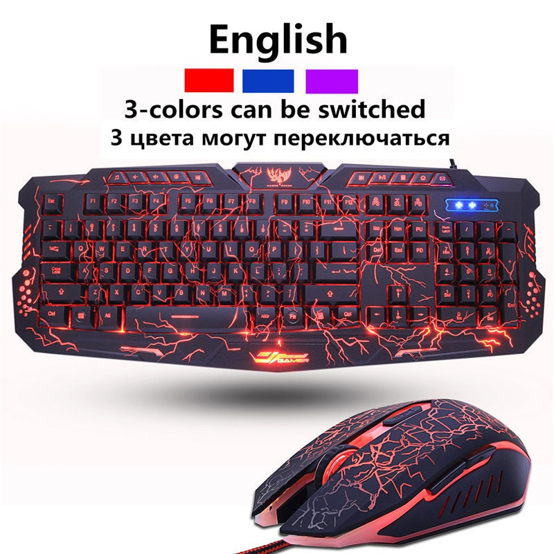 German Gaming Keyboard &amp; Mouse Combo, USB, illuminated, waterproof