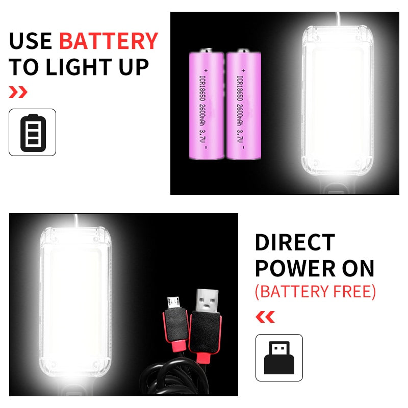 LED Arbeitslicht Leistungsstarke Tragbare Laterne Haken Magnet Camping Lampe COB USB Wiederaufladbar 18650