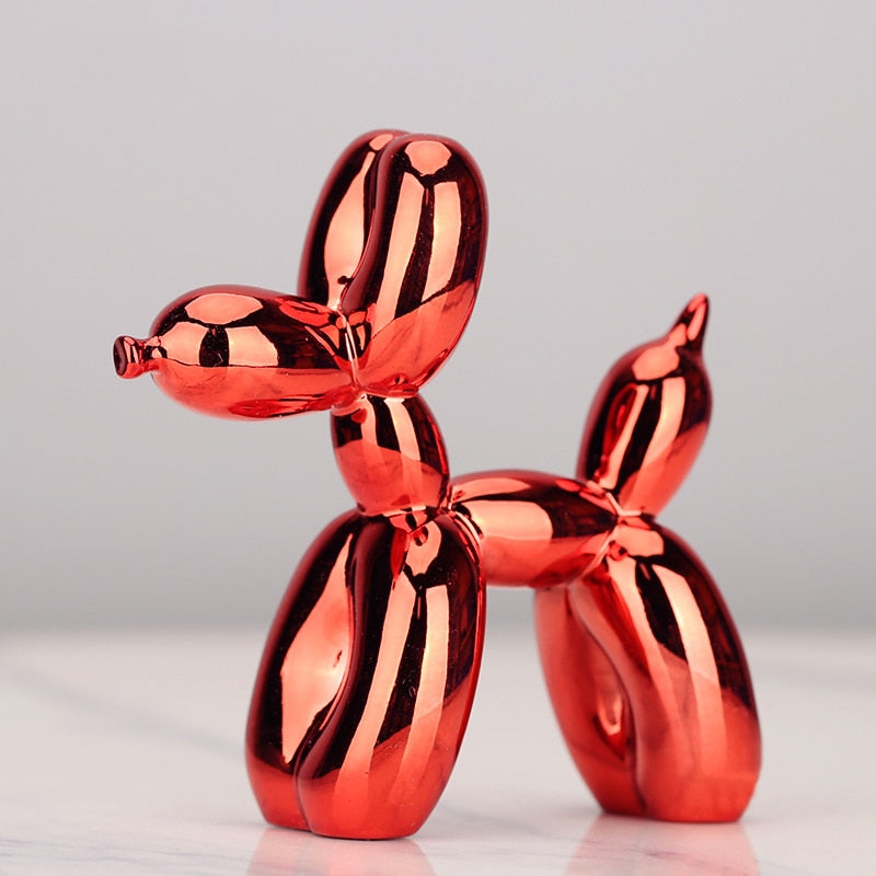 Nordic resin dog craftsmanship, electroplating balloon dog sculpture, home decoration for modern living room