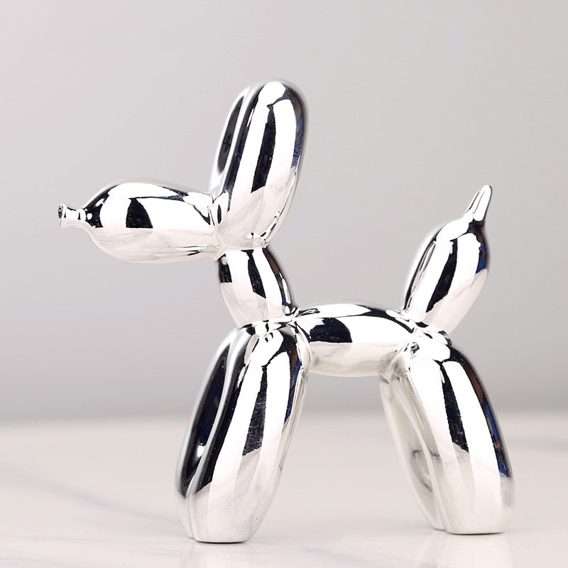 Nordic resin dog craftsmanship, electroplating balloon dog sculpture, home decoration for modern living room