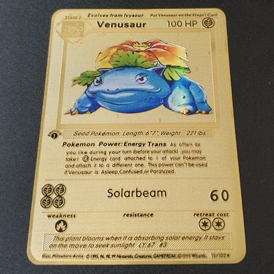 Pokemon Spiel Anime Kampf Karte Gold Metall