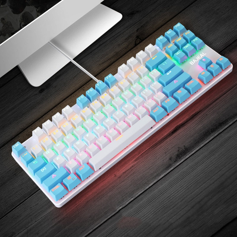 Mechanical wired gaming keyboard, 87 keys, blue switch for professional gamers