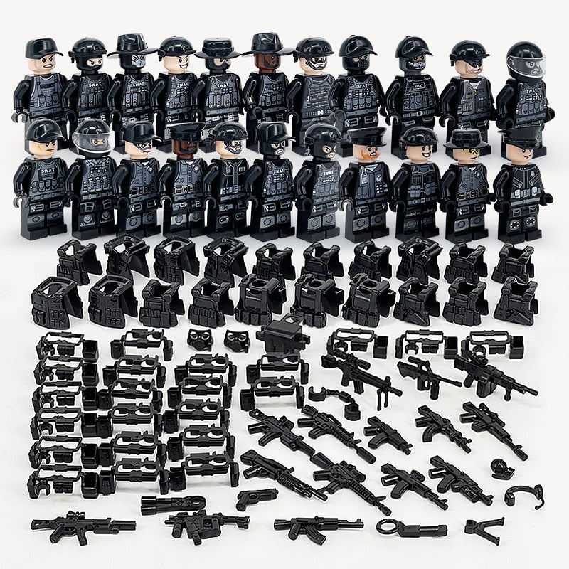 22-teiliges Set für Soldaten Mini Figuren SWAT Team Polizei