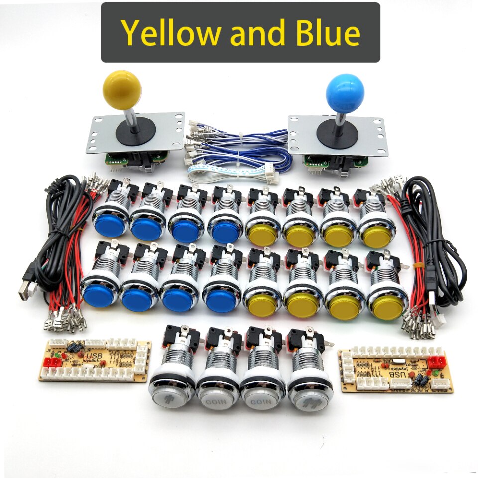 Arcade Kabinett DIY Kit, 5V LED, Chrom Druckknopf, SANWA Joystick, 1 & 2 Spieler, COIN USB zu PC, Raspberry Pi