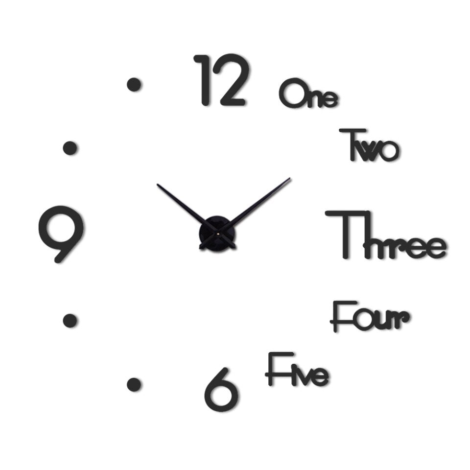 Wall Clock Metal Quartz Clock 3D DIY Decoration Acrylic Mirror
