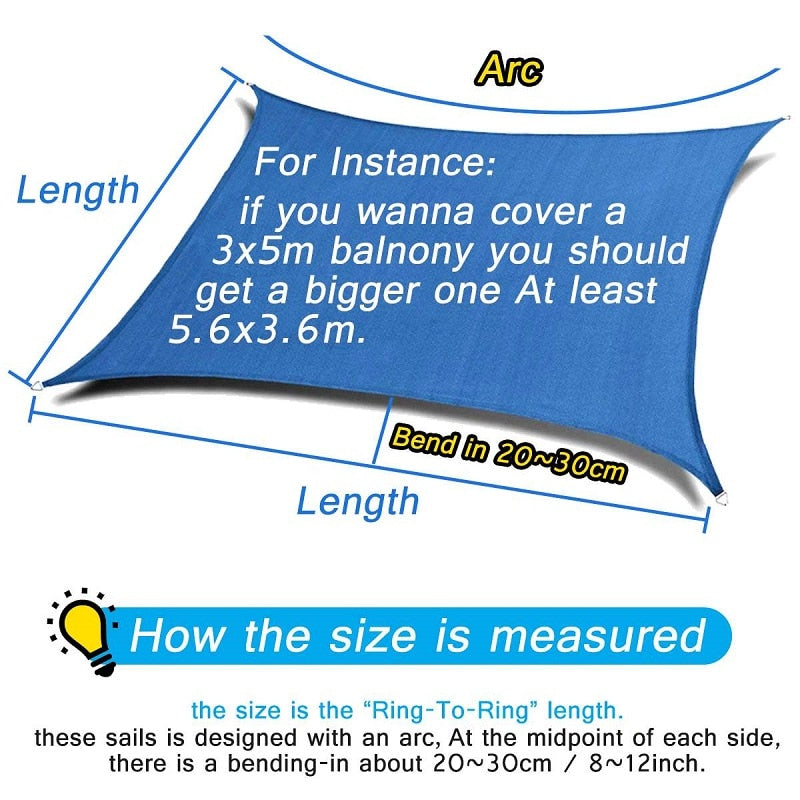 Wasserdichtes SunShade Segel Outdoor Markisen Zelt Camping Vordach Hofsegel Sonnen-Schutz