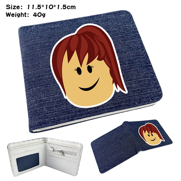 11,5x10x1,5cm Roblox Studenten Unisex Denim Leder Portemonnaie